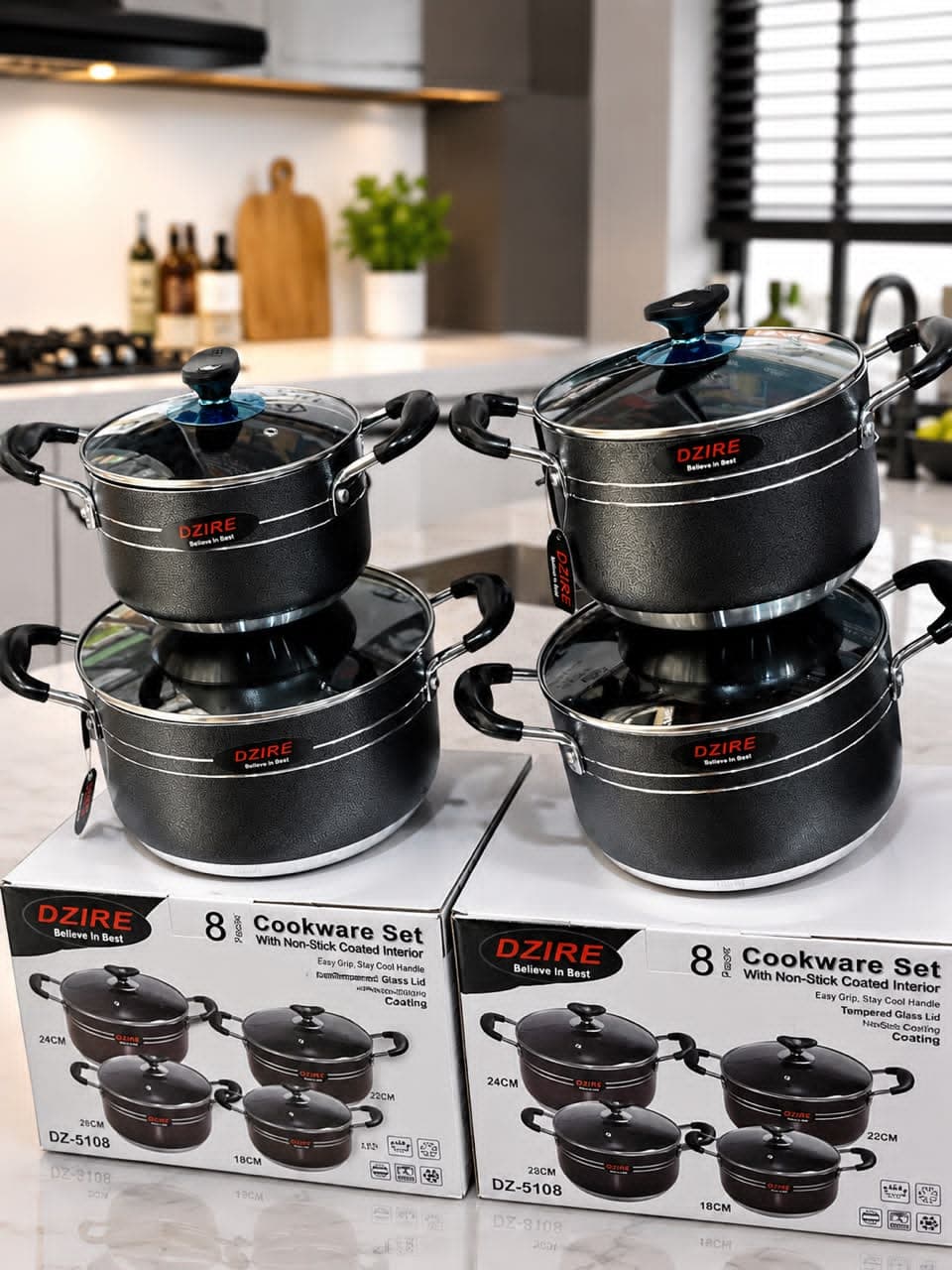 Dzire set 4 Non-stick pot with lid