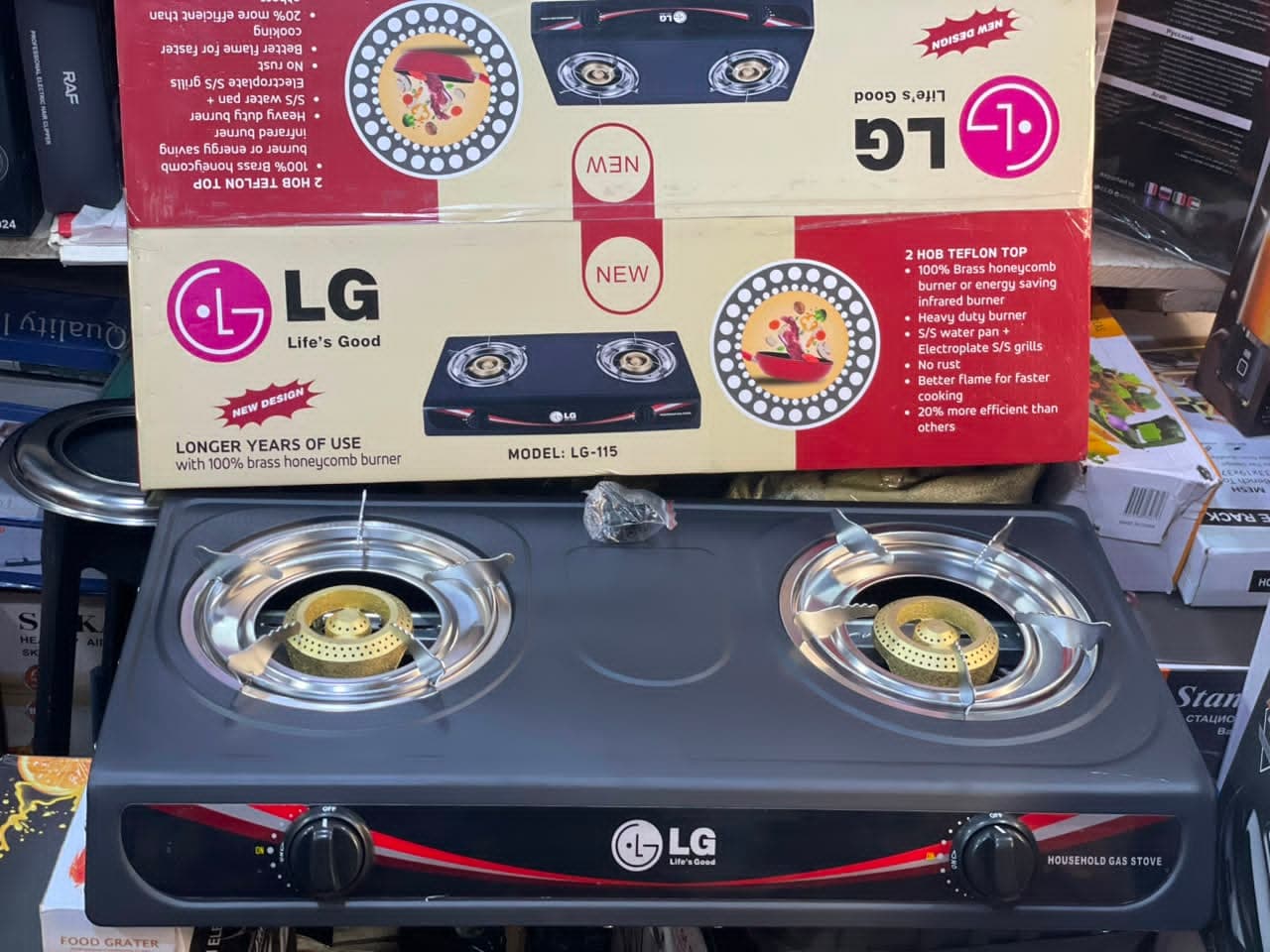 Double burner LG non stick table gas with auto ignition